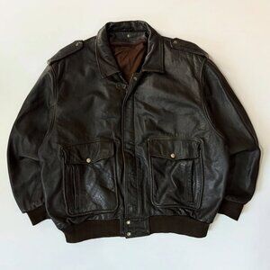 Vintage 90s Flight Bomber Jacket in Dark Brown - (XL)